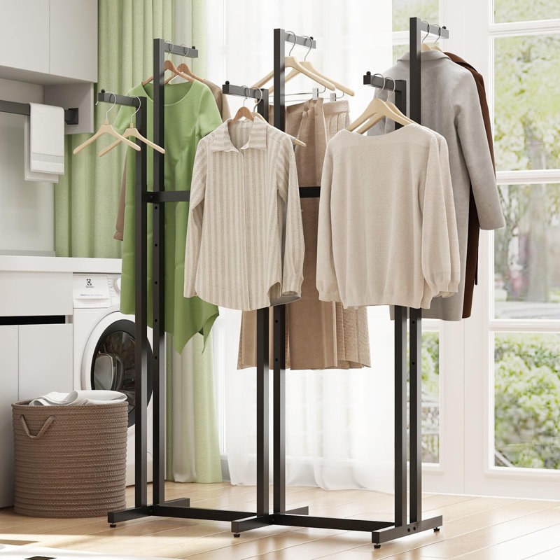 Black Adjustable Metal Freestanding Heavy Duty Garment Rack