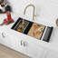 Évier de cuisine 30 po x 18 po en composite de granite noir 60/40 à double cuve encastrable ou à poser avec accessoires intégrés-99069656