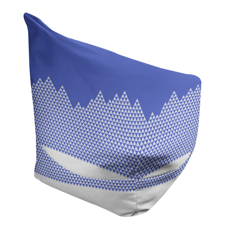 Sac de pois Leffel, Housse de pouf, H 38 po x l 42 po x P 29 po, Bleu / gris