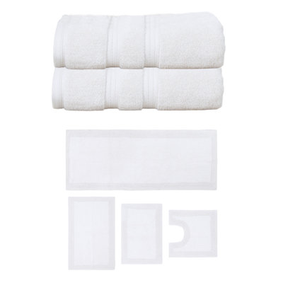 Ensemble de serviettes de bain et de tapis de bain 100% coton doux, réversible Buariki Collection