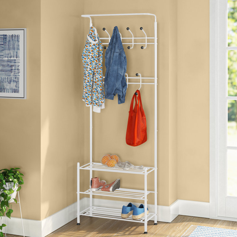 Hall Tree with Shoe Storage, White
