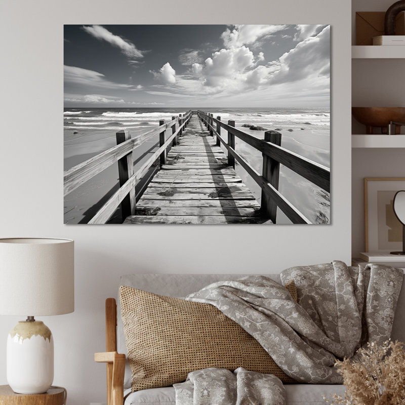 Monochome, promenade en Floride - impression de photos, H 34 po x l 44 po x P 1,5 po, Toile tendue