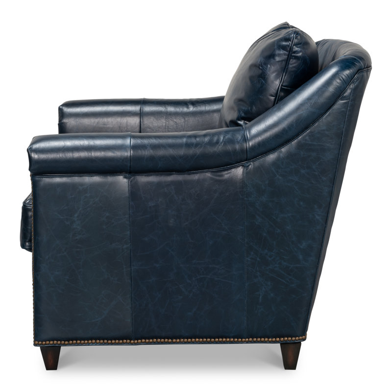 Vandike Club Chair, Chateau Blue Leather