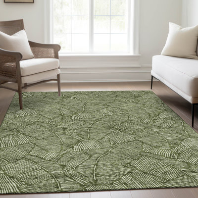 Premium Machine Washable Prisco Olive Rug