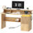 59" Executive Desk with Drawers and Power Outlet, Fluted Computer Desk with Monitor Stand and File Storage-306439757