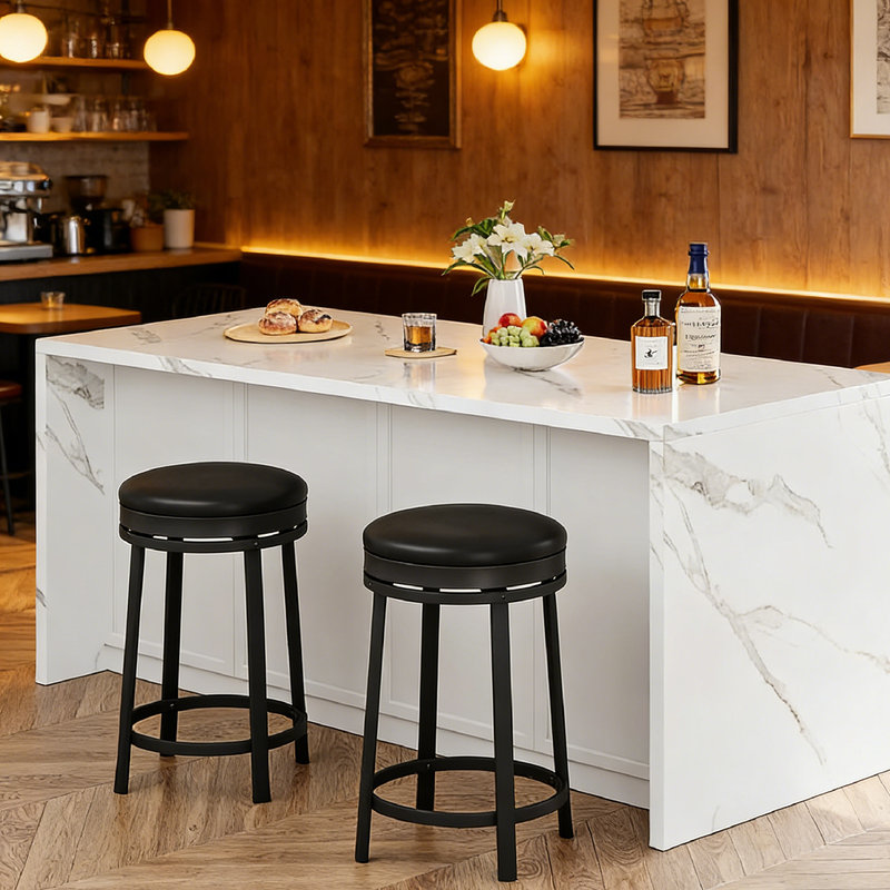 Counter Stool with Metal Frame, 2, Black