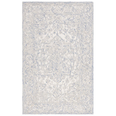 Tapis oriental en laine indienne touffeté à la main à motif de pochette MSR Trace Martha Stewart