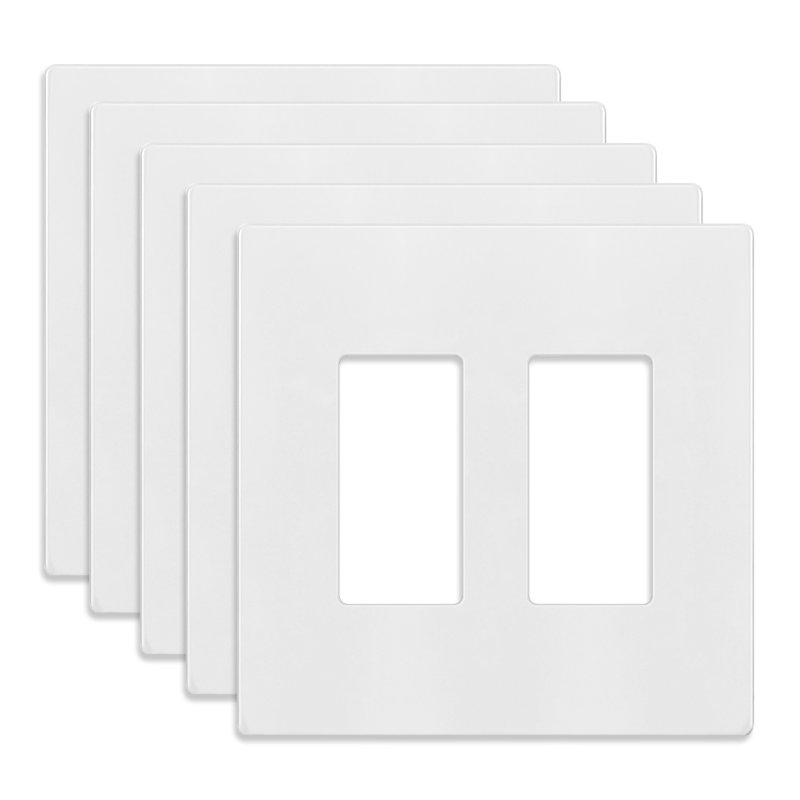  Enerlites Screwless 2-Gang Midsize Rocker Wall Plate - White, White