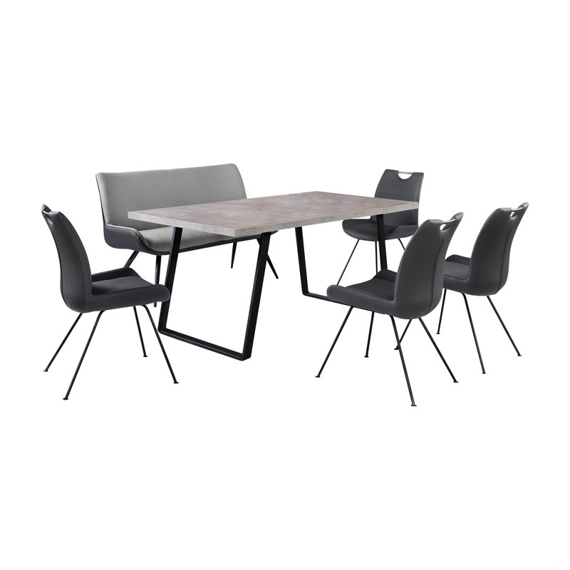 6 Piece Rectangular Dining Set, Gray