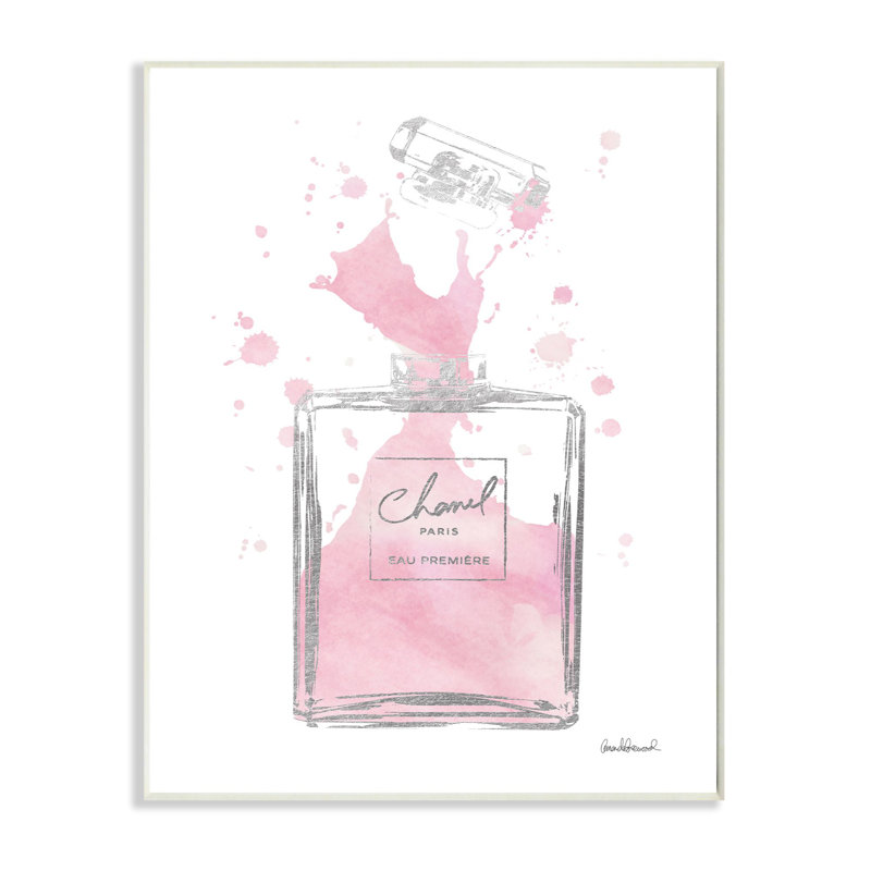 «Fashion Designer Pink Silver Perfume», impression, Plaque murale, H 15 po x l 10 po