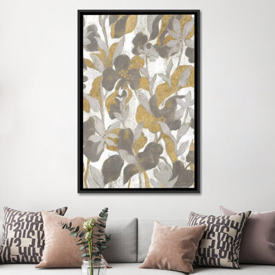 « painted tropical screen ii gray gold » par silvia vassileva,, impression sur toile