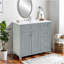 Meuble-lavabo bleu-gris 36 po avec lavabo en céramique - Tiroirs à fermeture en douceur, structure en bois, rangement multi-organisateur, 92 x 47 x 86 cm-1173143690