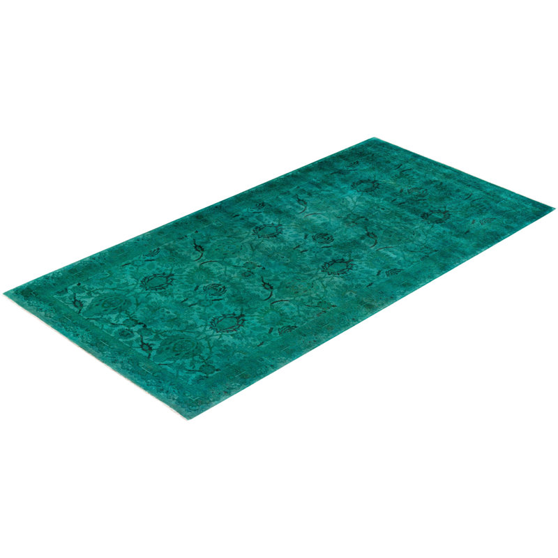 Contemporary Overdyed Wool Hand Knotted Blue Area Rug 6' 1" x 11' 8"