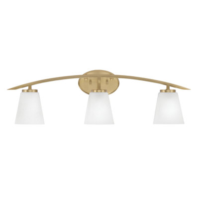 Kurve 3 Light Bath Bar With 4.5" Square White Muslin Glass