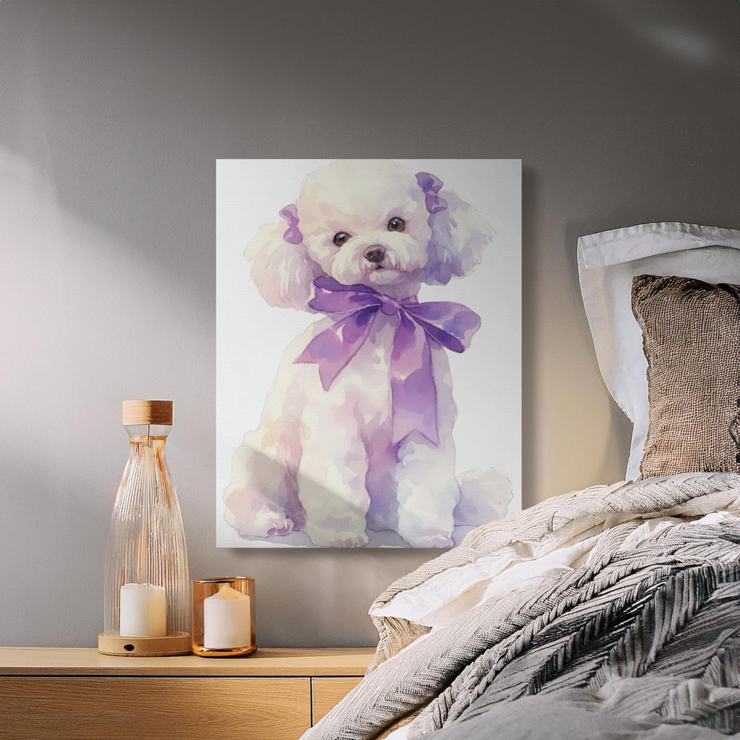 Adorable Poodle Watercolor Dog Canvas Print