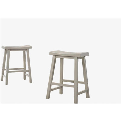 A set of 2 Alonzo light grey no-back ergonomic bar stools with a 17.5-inch seat