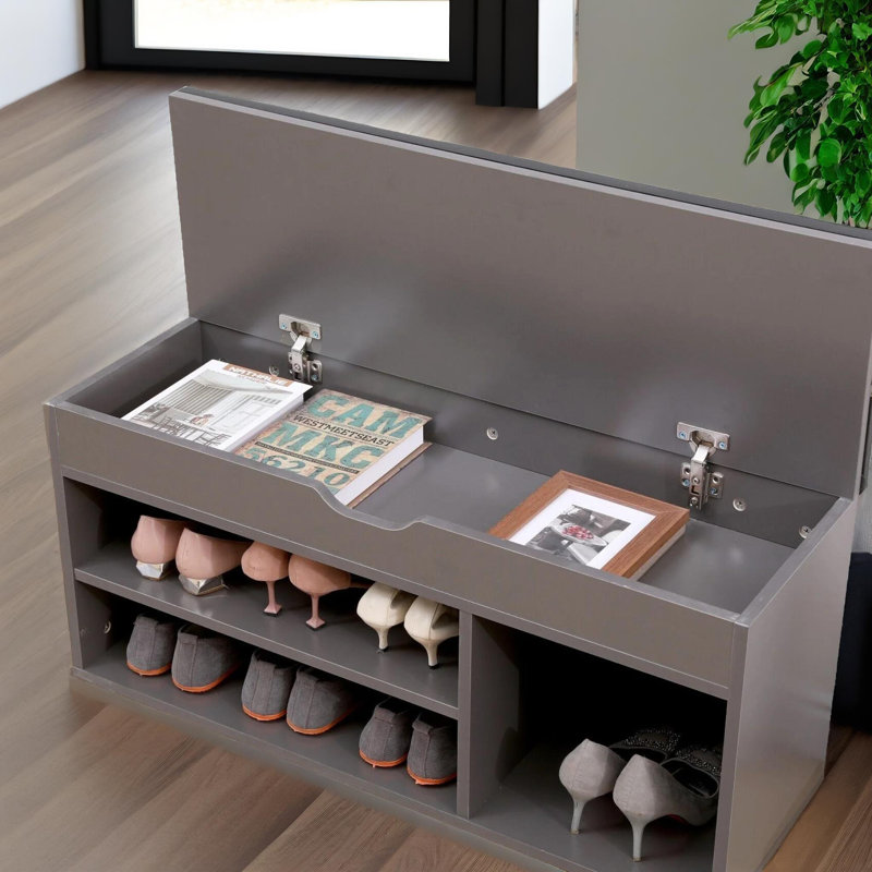 Entryway Shoe Storage Bench, Shoe Rack, Shoe Organiser, Hallway Furniture, H45 x W90 x D30cm, White