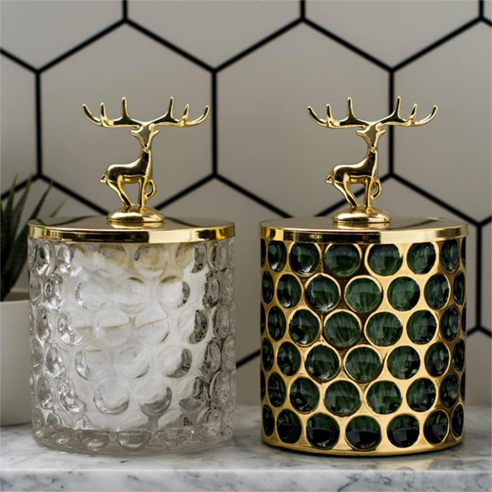 Latitude Run® Vintage Bathroom Canisters Luxury Small Thick Glass Jar ...