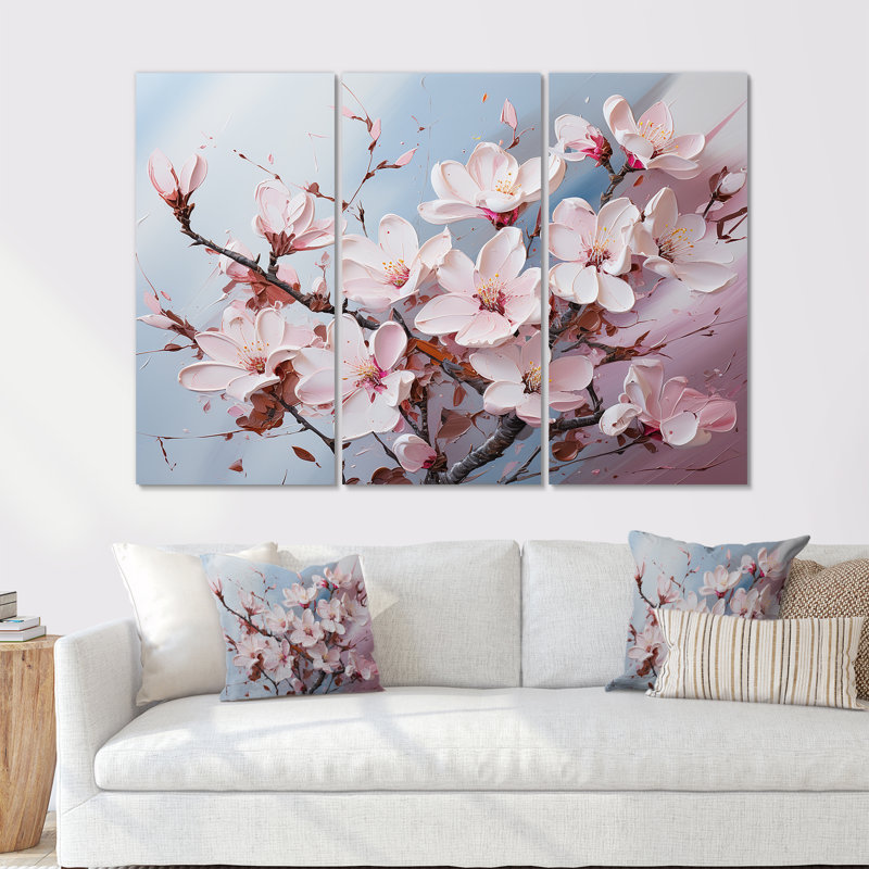 «Pink Magnolias», ensemble d'art sur toile, H 40 po x l 60 po x P 1 po