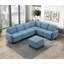 Fauteuil de chambre modulaire sans accoudoirs en tissu avec rangement caché, structure en bois massif bleu classique