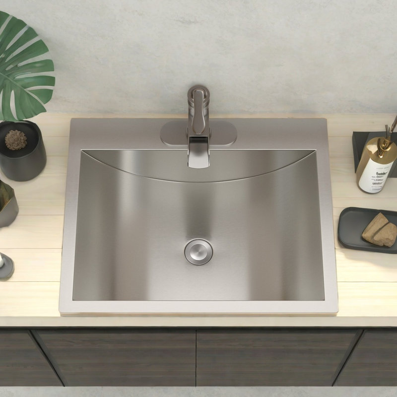 Lavabo de salle de bain en acier inoxydable 21 po x 17 po - lisse et propre, nickel brossé hygiénique 21 x 17