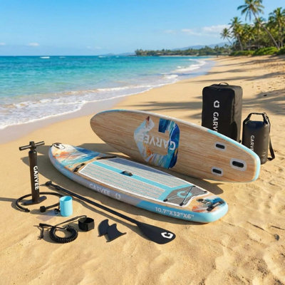 10.6ft Inflatable Stand Up Paddle Board – Wide Stable Design with Non-Slip Deck & Full Kit