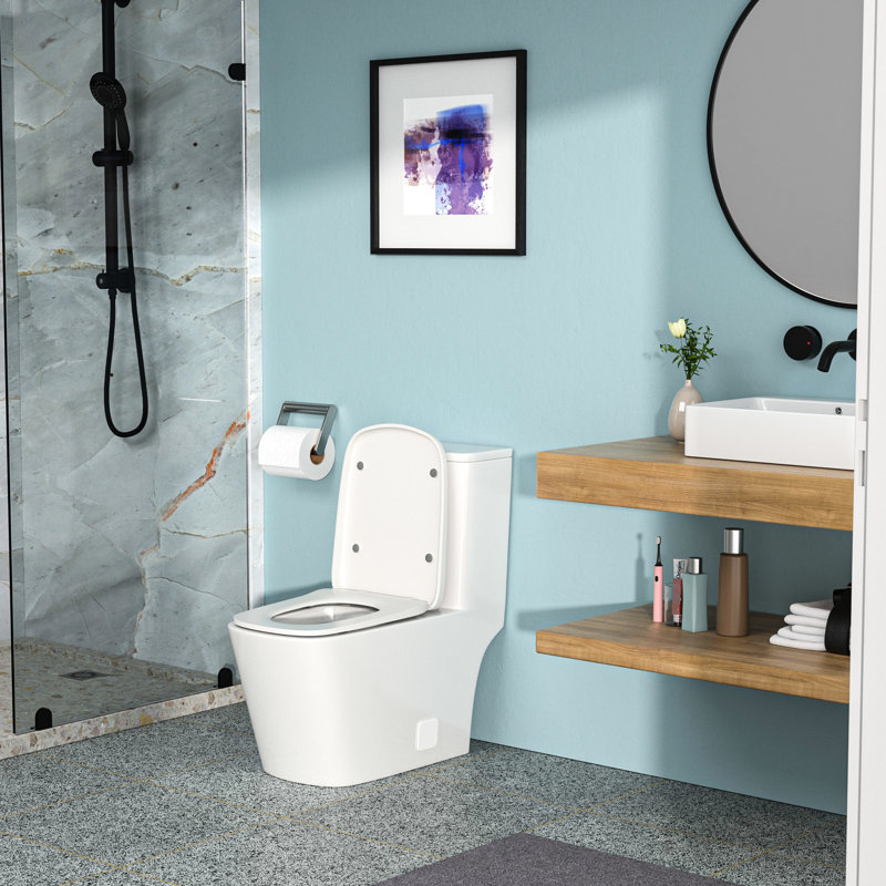 Toilette en céramique une pièce avec chasse d'eau impeccable et silencieuse - siège à fermeture en douceur, chasse d'eau à siphon, faible absorption d'eau, performance stable et silencieuse