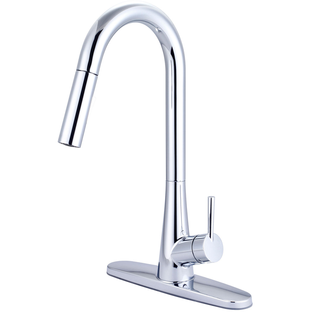Pull Down Touch Single Handle Kitchen Faucet With Side Spray Olympia Faucets