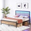 Base de lit plateforme en rotin Bundeena avec tête de lit avec support en lattes d'acier robuste, aucun sommier requis-2127670220-2104603731