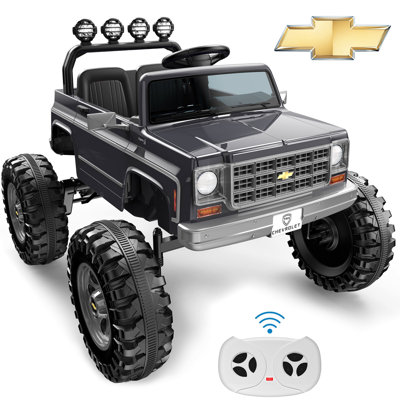 Licensed Chevrolet Cheyenne 24V Ride-On Truck, 2-Seater with Parent Remote,Gray