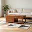 Table basse à plateau relevable brun avec compartiment caché, tablette ouverte et bureau réglable, table de salon multifonctionnelle-1755199366