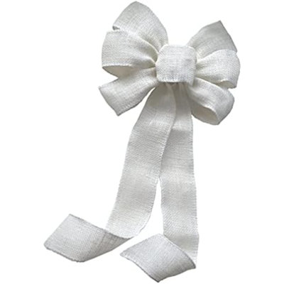 Couronne en ruban de jute blanc cassé avec nœud - 25 cm de large, 45 cm de long (queues), 4 juillet, 250e anniversaire de l'Amérique, Fête des Mères, Printemps, Été, Réception de mariage, Campagne, Guirlande, Remise de diplômes