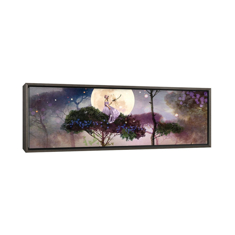 Libellule par Catrin Welz-Stein - impression panoramique, Toile encadrée de bois rustique foncé, H 12 po x l 36 po x 1,5 po