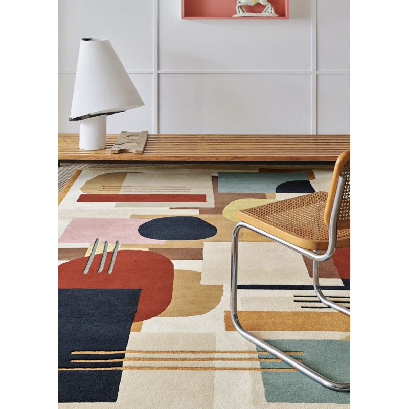 Artopia Handmade Wool Abstract Area Rug, Rectangle 5'7" x 7'10"