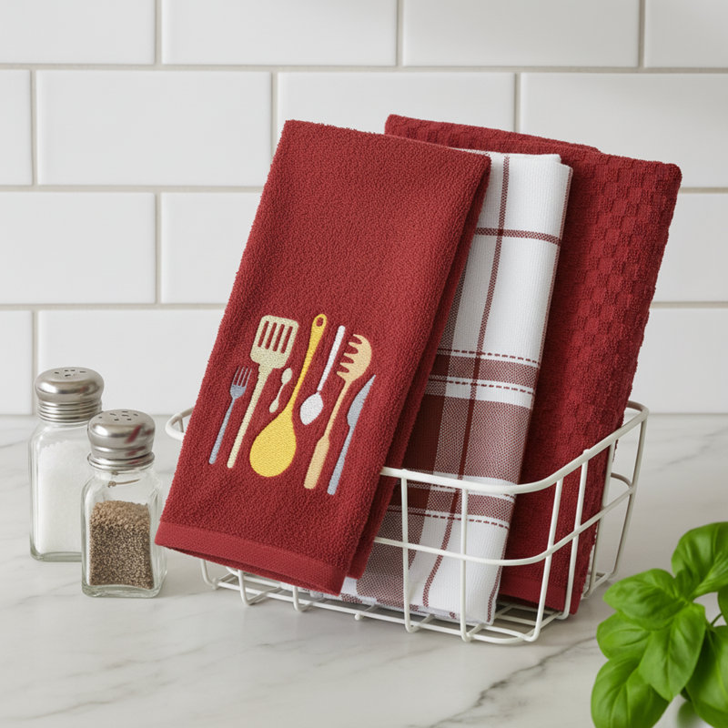 Super Absorbent 3 pack Cotton Tea Towels - Kitchen Utensils