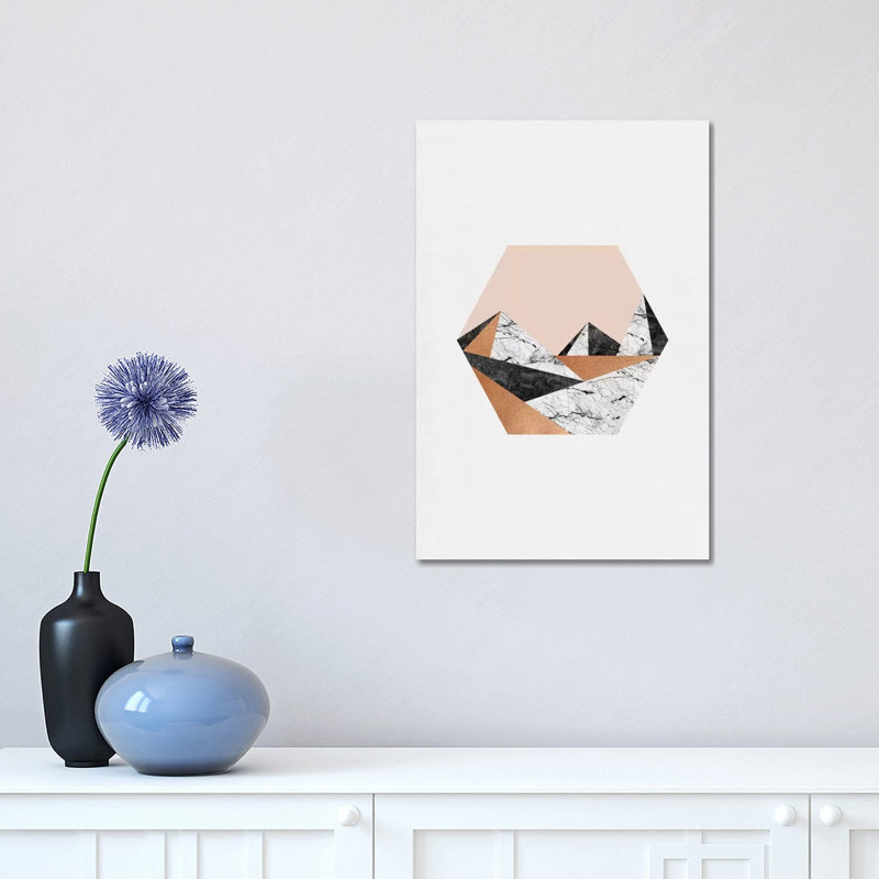 Geo Landscape Hexagon - Wrapped Canvas Painting, 45.72cm H x 30.48cm W x 1.91cm D