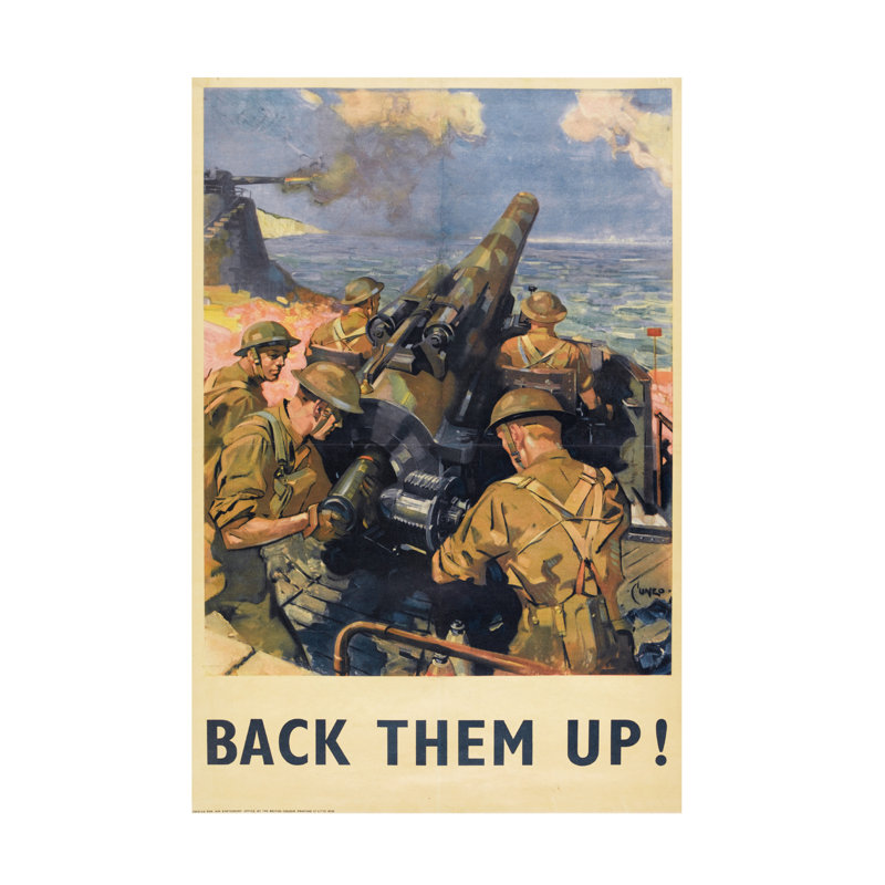 English School Back Them Up! Affiche, art sur toile de 1941, H 47 po x l 30 po