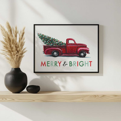 «Merry & Bright Red Truck» par Elizabeth Tyndall, reproduction d'art