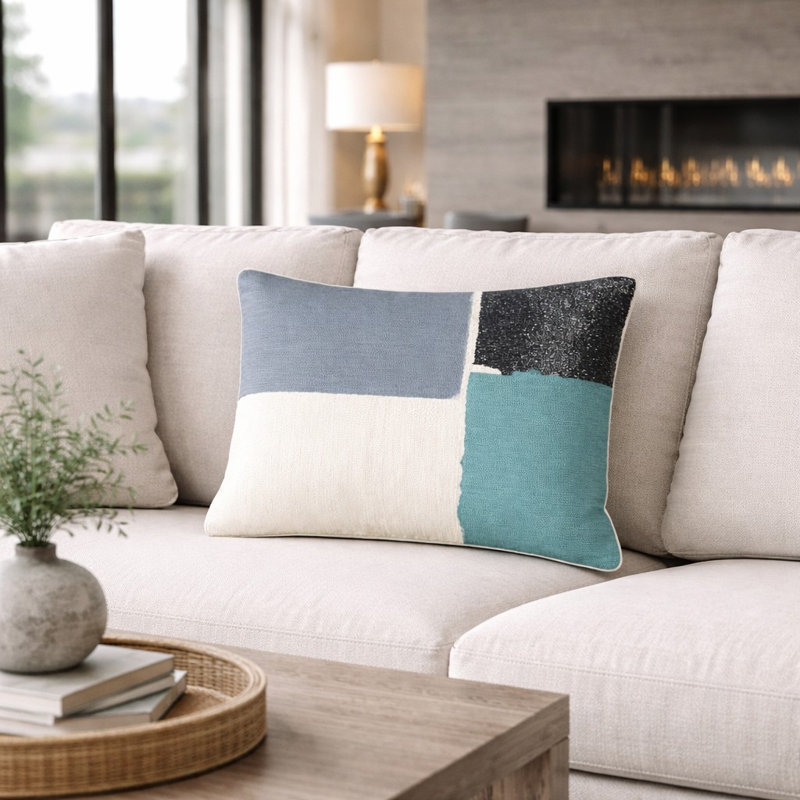 Jade Blue Mulitcolor Lumbar Pillow