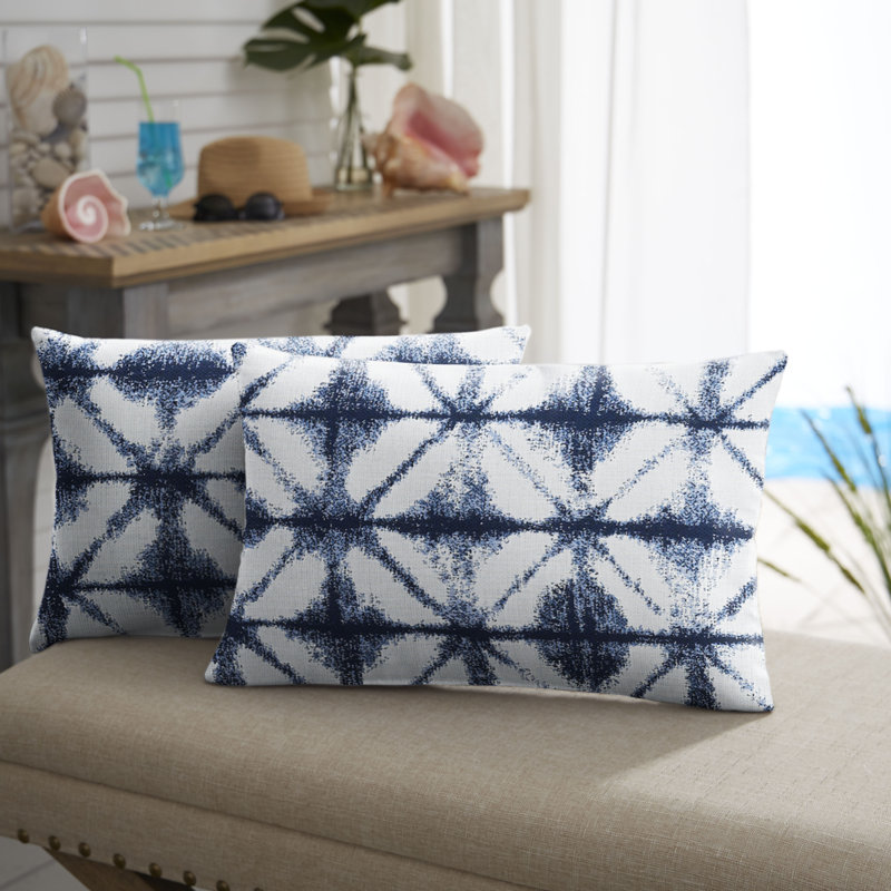 Coussin intérieur / extérieur Eveling, 12 po x 24 po, Bleu
