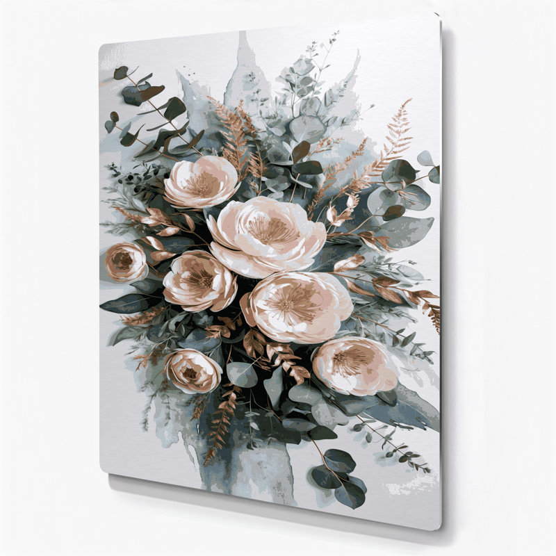Aquarelle florale 18, art mural en métal bleu, H 24 po x l 20 po