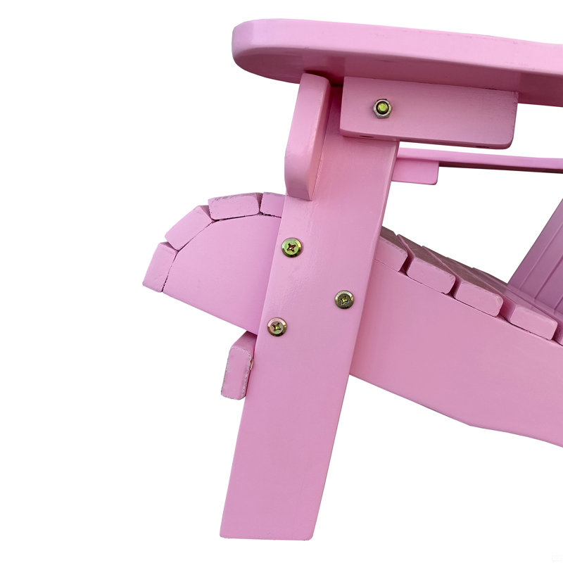 Reclining Wooden Outdoor Rocking Adirondack Chair, Patio Accent Chair, Pink