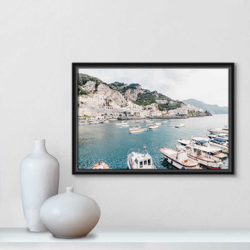 Imprimé Amalfi , Toile avec cadre, L 19,5 po x H 13,5 po, Cadre flottant noir
