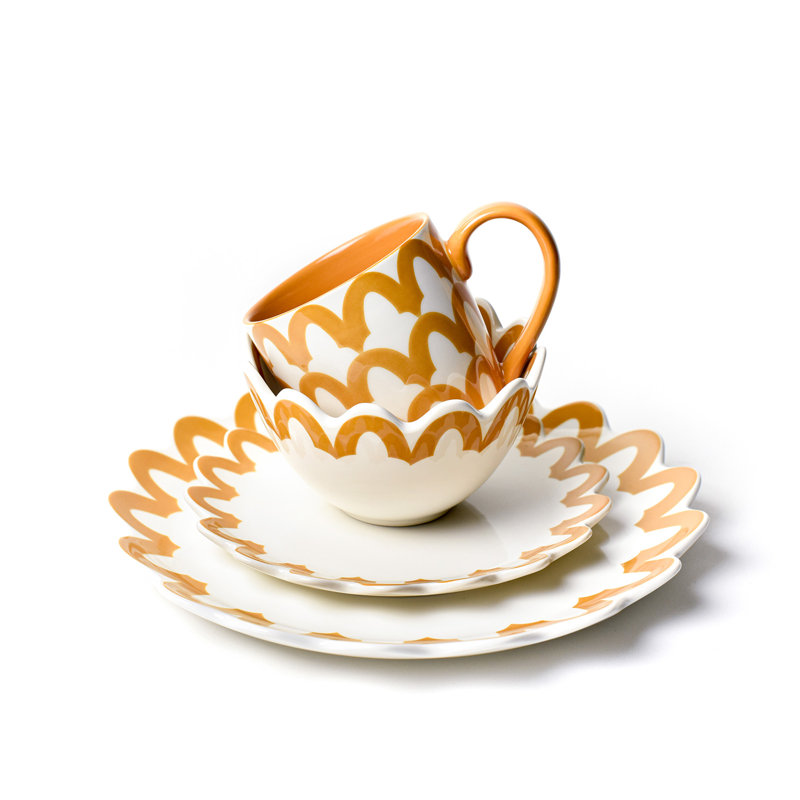 Brass Arabesque 4 Piece Place Setting, Yellow