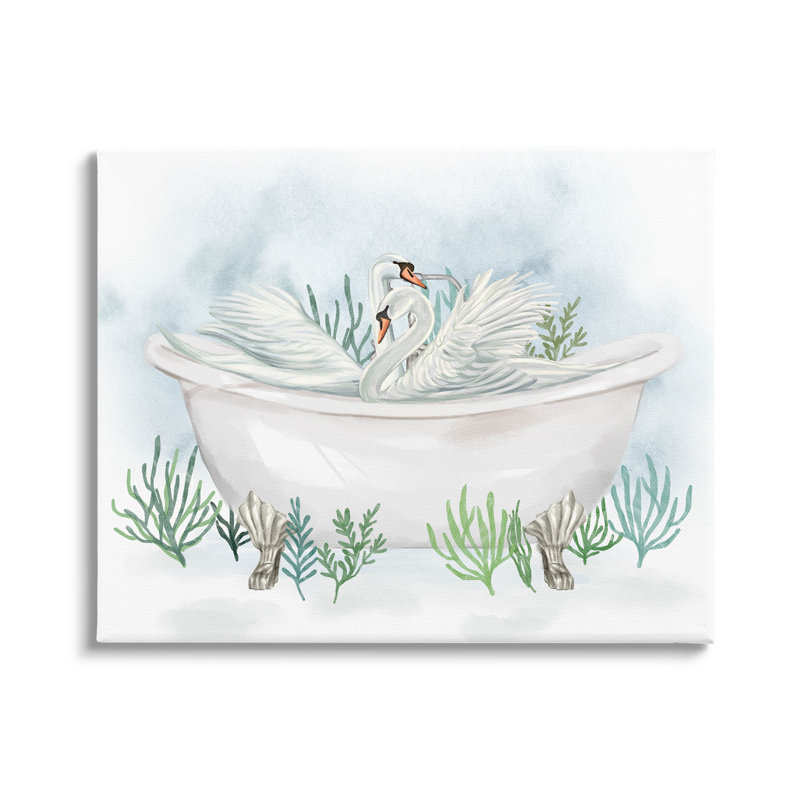 Art mural sur toile Swan Duo Bathaign Botanicals par Ziwei Li, L 20 po x H 16 po