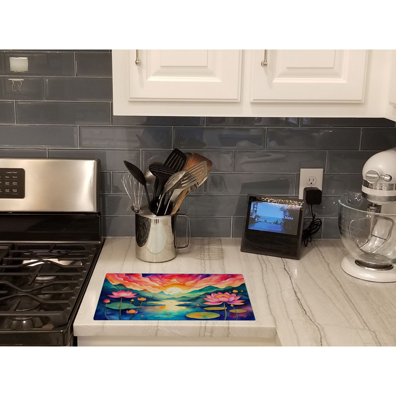 Lotus in Colour Glass Cutting Board Large