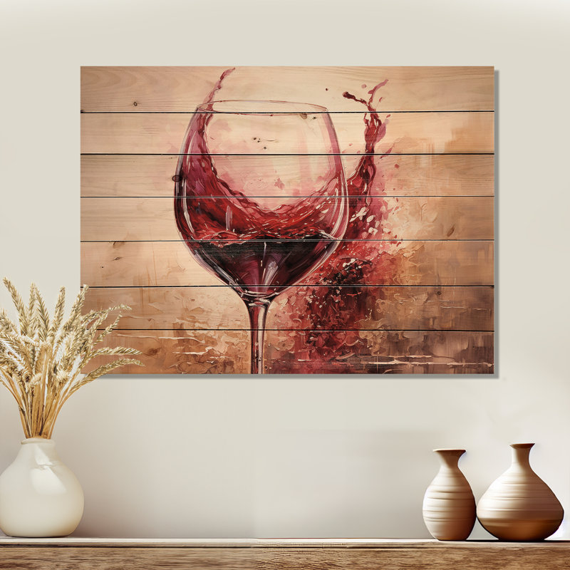 Cabernet Curve - panneau de bois vin sur bois de pin naturel, H 10 po x l 20 po