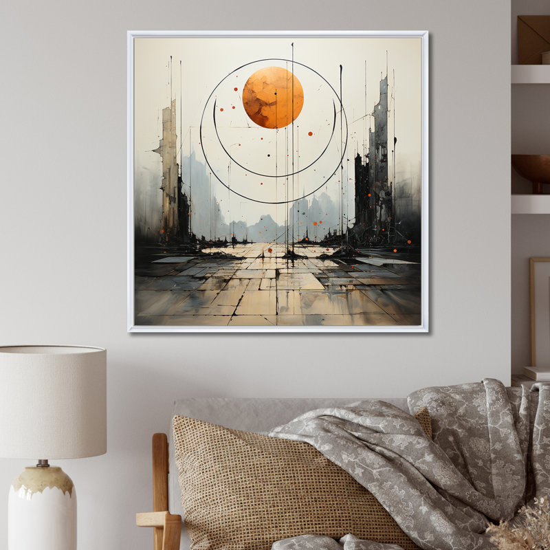 Pleine lune Révélations - Illustration rétro, H 24 po x l 24 po x P 1 po, Cadre flottant blanc