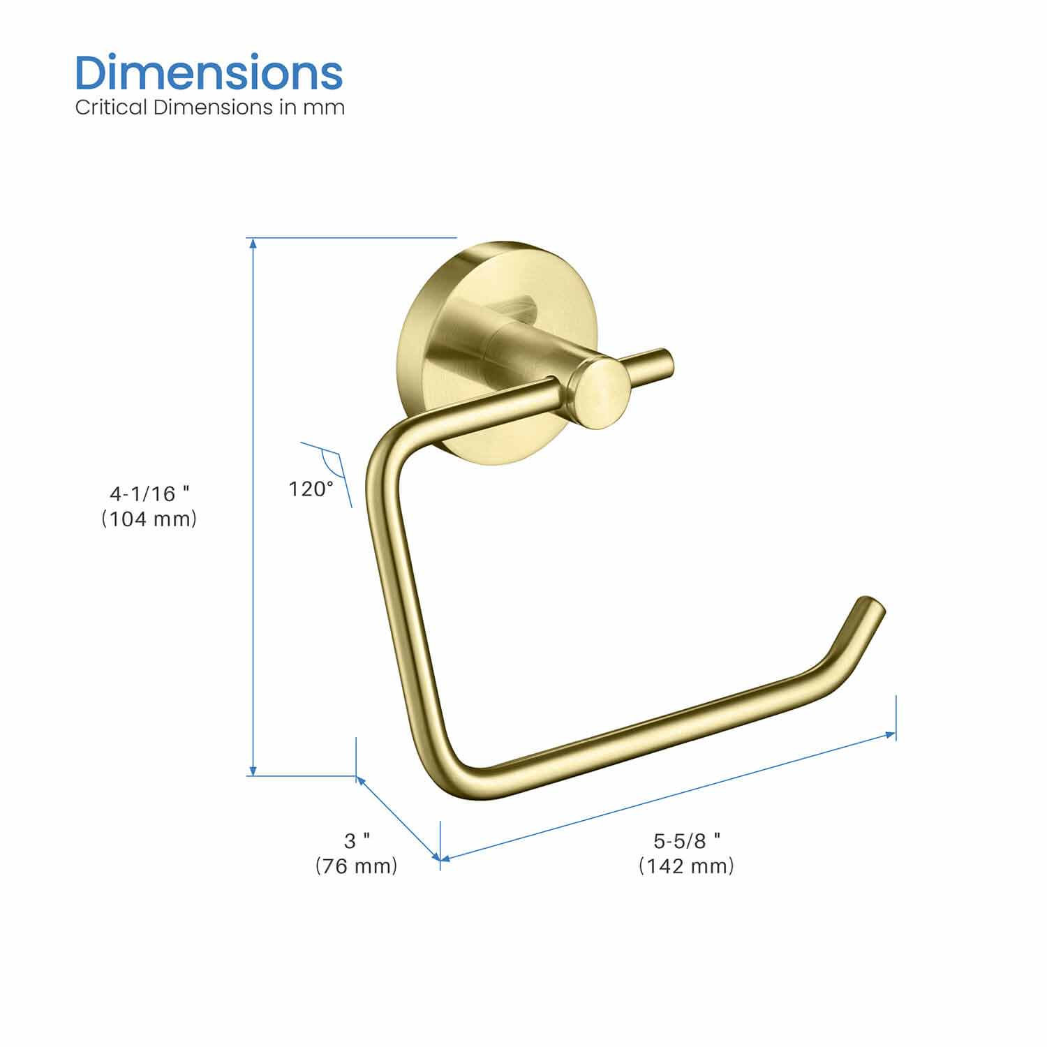 Circular Wall Mount Toilet Paper Holder, Brushed Gold