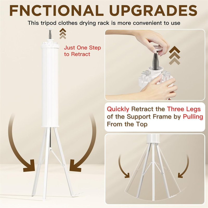 Tripod Clothes Drying Rack - Portable And Foldable With 16 Rods
